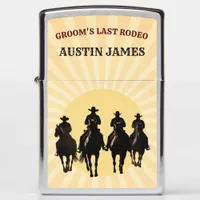 Last Rodeo Cowboys Sunset Groom's Name Bachelor Zippo Lighter