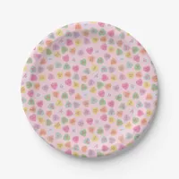 Colorful Conversation Hearts Paper Plates
