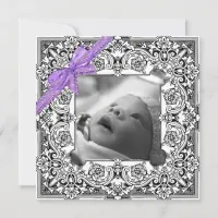 Black and White Baby Girl Birth Announcement