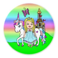 Purple Princess and Unicorn Ceramic Knob