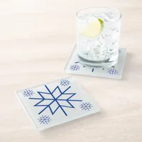 Glass Coaster - Blue Snowflakes