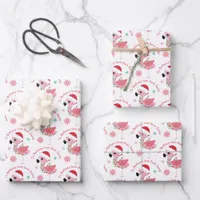 Flamingo Pattern Child Name Love Santa Christmas Wrapping Paper Sheets