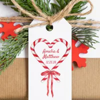 Candy Cane Heart & Bow | Custom Christmas Wedding Gift Tags