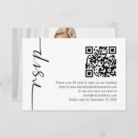 Minimalist Calligraphy Photo QR Code Wedding RSVP 