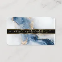 Flashy Blue Marbled Agate Watercolor Business Card