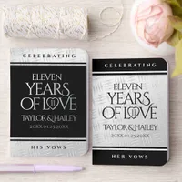 Elegant 11th Steel Wedding Anniversary Celebration Foil Vow Books
