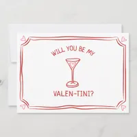 Valentine's Day Martini Whimsical Red and Pink  Card