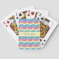 Pride Wavy Rainbow Stripes Pattern Summer Poker Cards