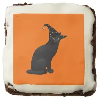 Cute Black Witch Cat Chocolate Brownie