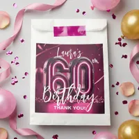 Modern Pink Neon 3D 60th Birthday Party Thank You Favor Bag