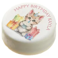 Cute Kitten themed Birthday Girl Personalized Chocolate Covered Oreo