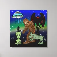 Cryptid Big Foot Alien Mothman UFO Chupacabra     Canvas Print