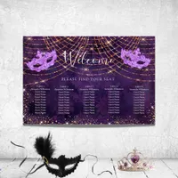 Masquerade purple glitter 5 table seating chart foam board