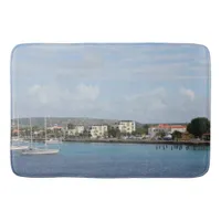 Bonaire Kralendijk Harbor Sailing Boats Bath Mat