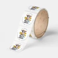 Cute Cow Sunflowers Farm Animal Return Address  Classic Round Sticker