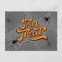 Trick or Treat Typography w/Spiders ID680 Postcard