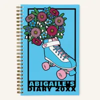 Blue Bouquet Skate Cartoon Name Year Diary Notebook