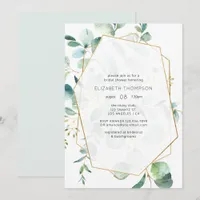 Pastel Eucalyptus Geometric Greenery Bridal Shower Invitation