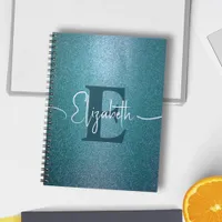 Blue glitter Monogram  Notebook