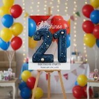 Denim and Pearls Chic 21st Birthday Welcome Foam Board