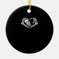 Skeletons Heart  Hands Ceramic Ornament