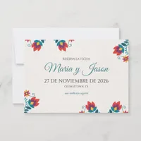 Fiesta Elegant Colorful Floral Spanish Wedding Save The Date