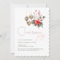 Mistletoe Red and Green Christmas Ornaments Party Invitation