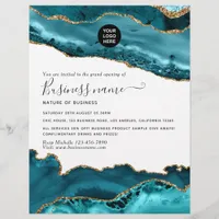 Teal - Turquoise and Gold Agate Grand Opening Flyer