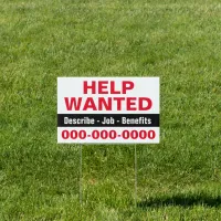 12" x 18" Help Wanted with Description Yard Sign