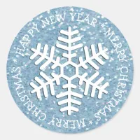 Blue Snowflake Merry Christmas Sticker