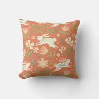 Rabbit Florals Throw Pillow