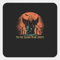 Tis The Season To Be Creepy Pumpkin Square Sticker
