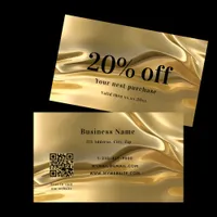 Gold metallic elegant qr code discount card