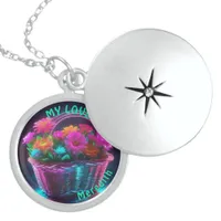 Monogram Brightly Colored Flowers in a Basket | Locket Necklace