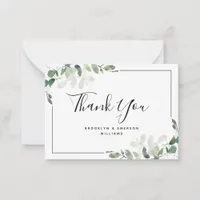 BUDGET Eucalyptus Green Foliage Wedding Thank You  Note Card