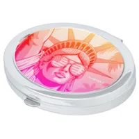 Lady Liberty Shades • 1776–2026 Personalised Oval Compact Mirror
