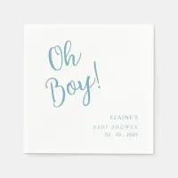 Oh Boy Modern Cute Blue Boy Baby Shower Napkins