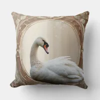 *~* White Swan Art Nouveau SC1 ethereal Throw Pillow