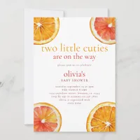 Two Little Cuties Orange Slices Twins Baby Shower  Invitation