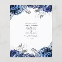 Navy and White with Silver Foil Floral Wedding Flyer