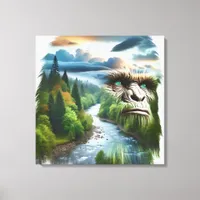 Double Exposure Bigfoot in Nature  Canvas Print