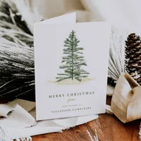 Modern Pine Tree Evergreen Simple Corporate Holiday Card