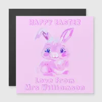 Easter Bunny Pink Preschool Girl Refrigerator Card