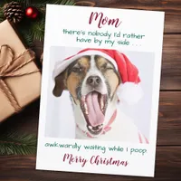 Funny Custom Pet Photo Dog Mom Merry Christmas Hol Holiday Card