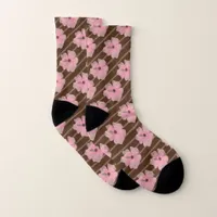 Pink Flowers And Stripes All-Over-Print Socks