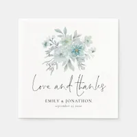 Sea Mist Florals Wedding Engagement Love Thanks Napkins