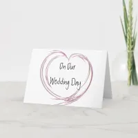 Pink Abstract Heart Wedding Day Card