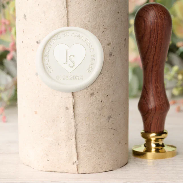 Elegant 50th Golden Wedding Anniversary Wax Seal Stamp