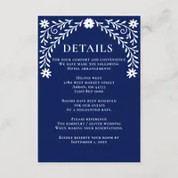 Elegant Boho Navy Floral Wedding  Enclosure Card