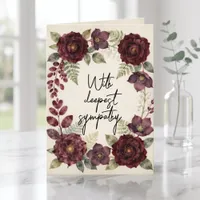 Vintage Burgundy Watercolor Floral Sympathy Card